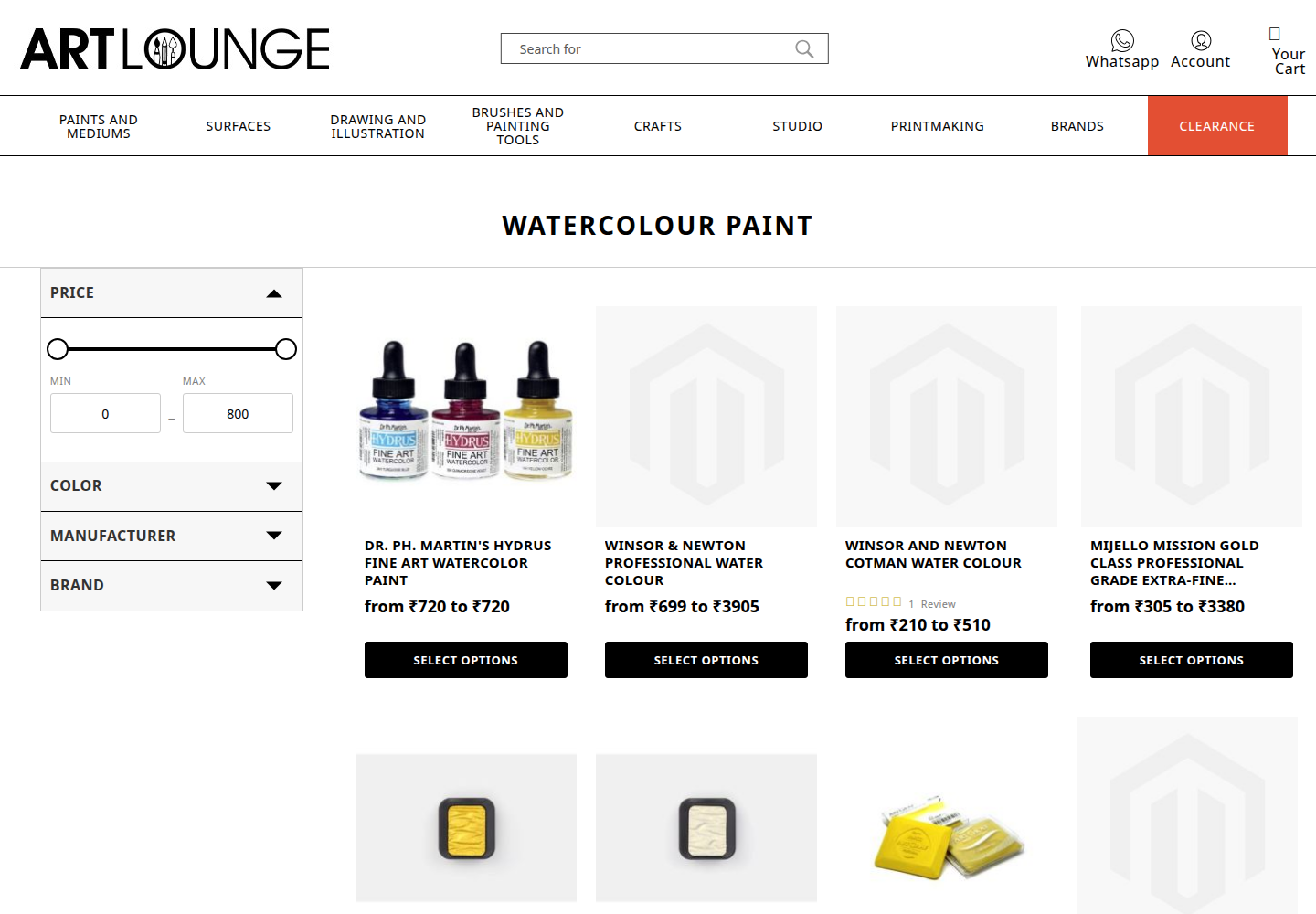 Clean product listing with filter sidebar