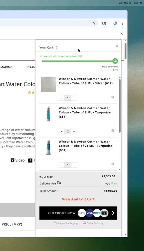 Enhanced cart panel with conversion features