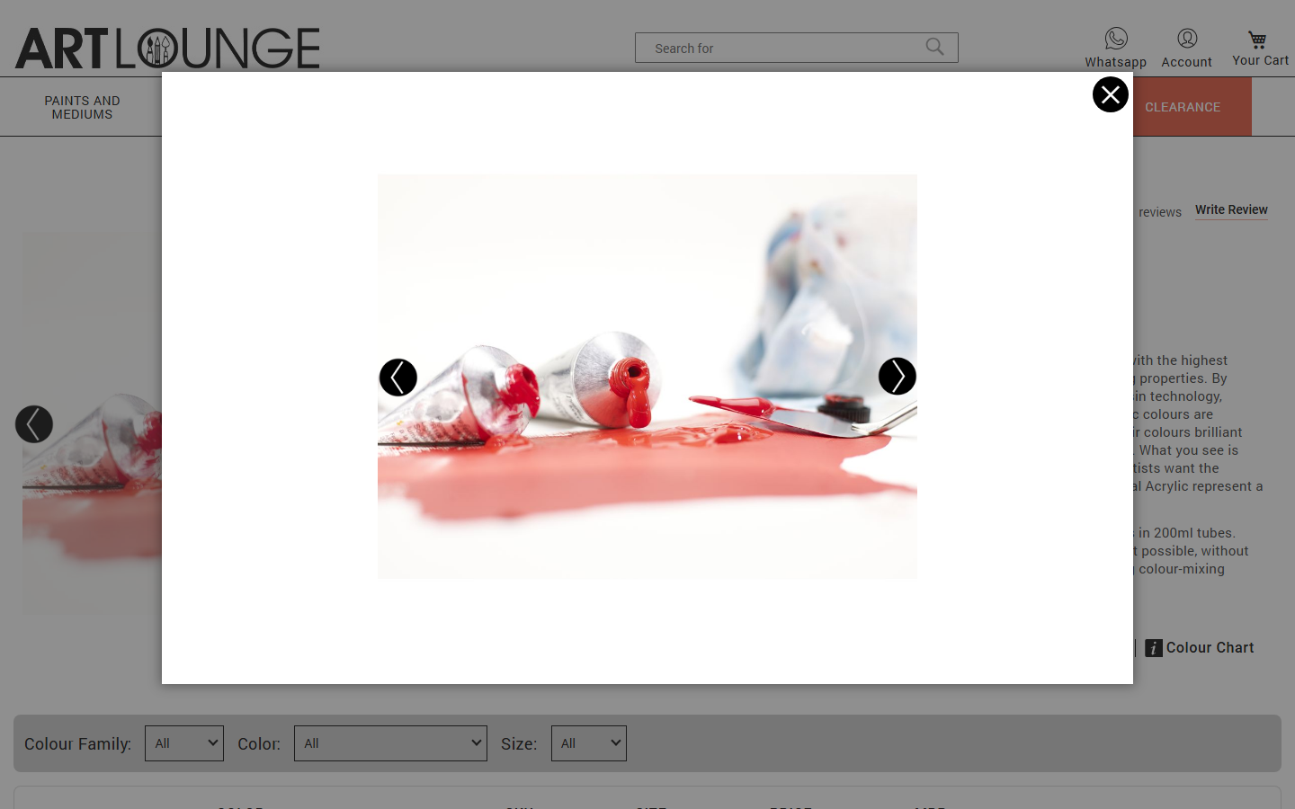 Gallery lightbox before — no thumbnails, image clips at edges